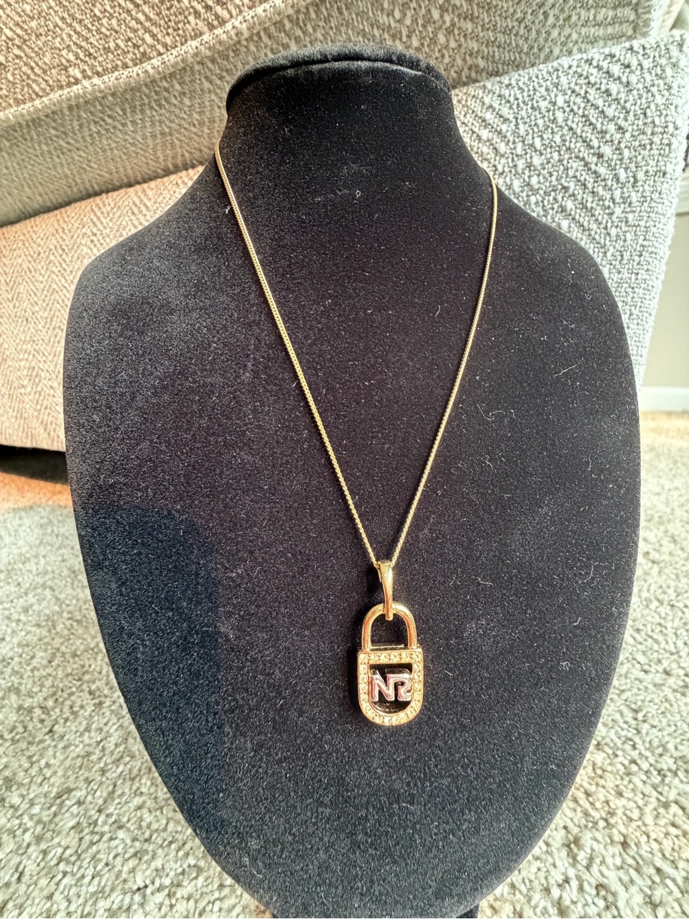 Vintage Nina Ricci Triple Gold-Plated Lock Pendant Necklace